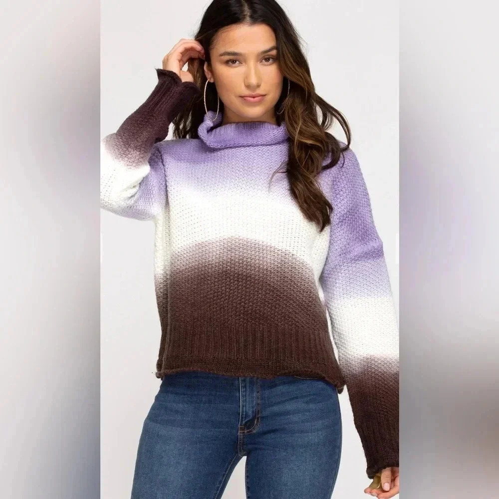 purple women’s sweater by she and sky size medium - Picture 2 of 10